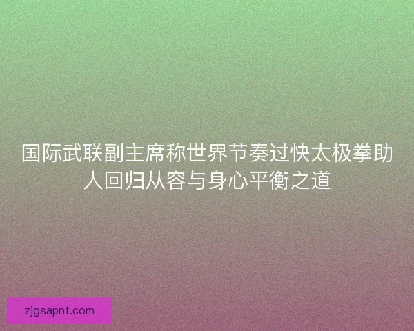 国际武联副主席称世界节奏过快太极拳助人回归从容与身心平衡之道